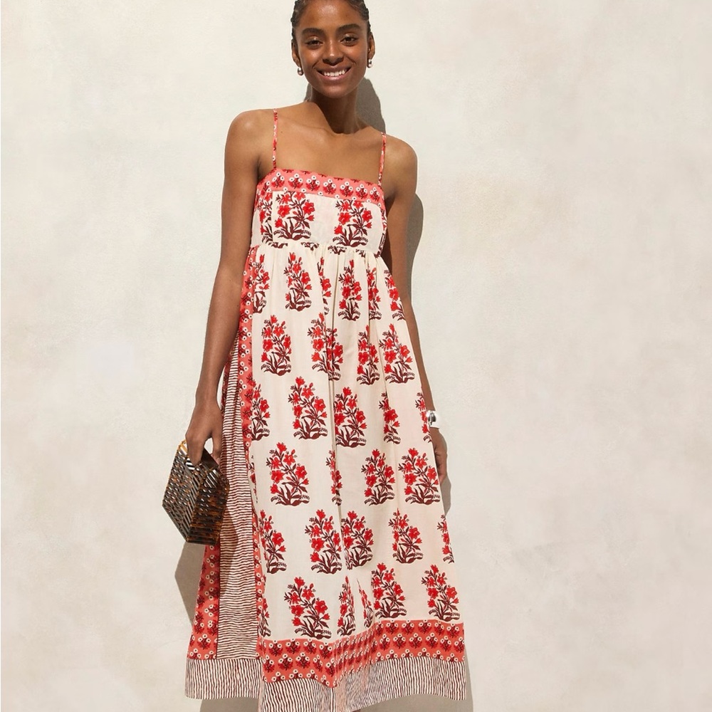 J. Crew Cotton Voile Midi Dress Block Print NWT Large